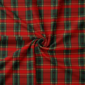 tkanina w czerwono-zieloną szkocką kratę zbliżenie na materiał