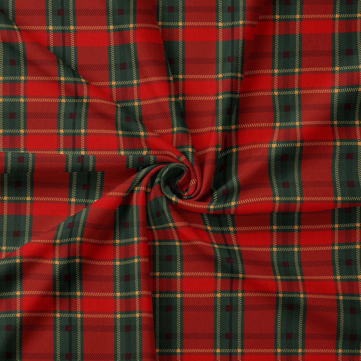 tkanina w czerwono-zieloną szkocką kratę zbliżenie na materiał