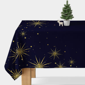 granatowy obrus świąteczny z złotymi gwiazdami na wymiar