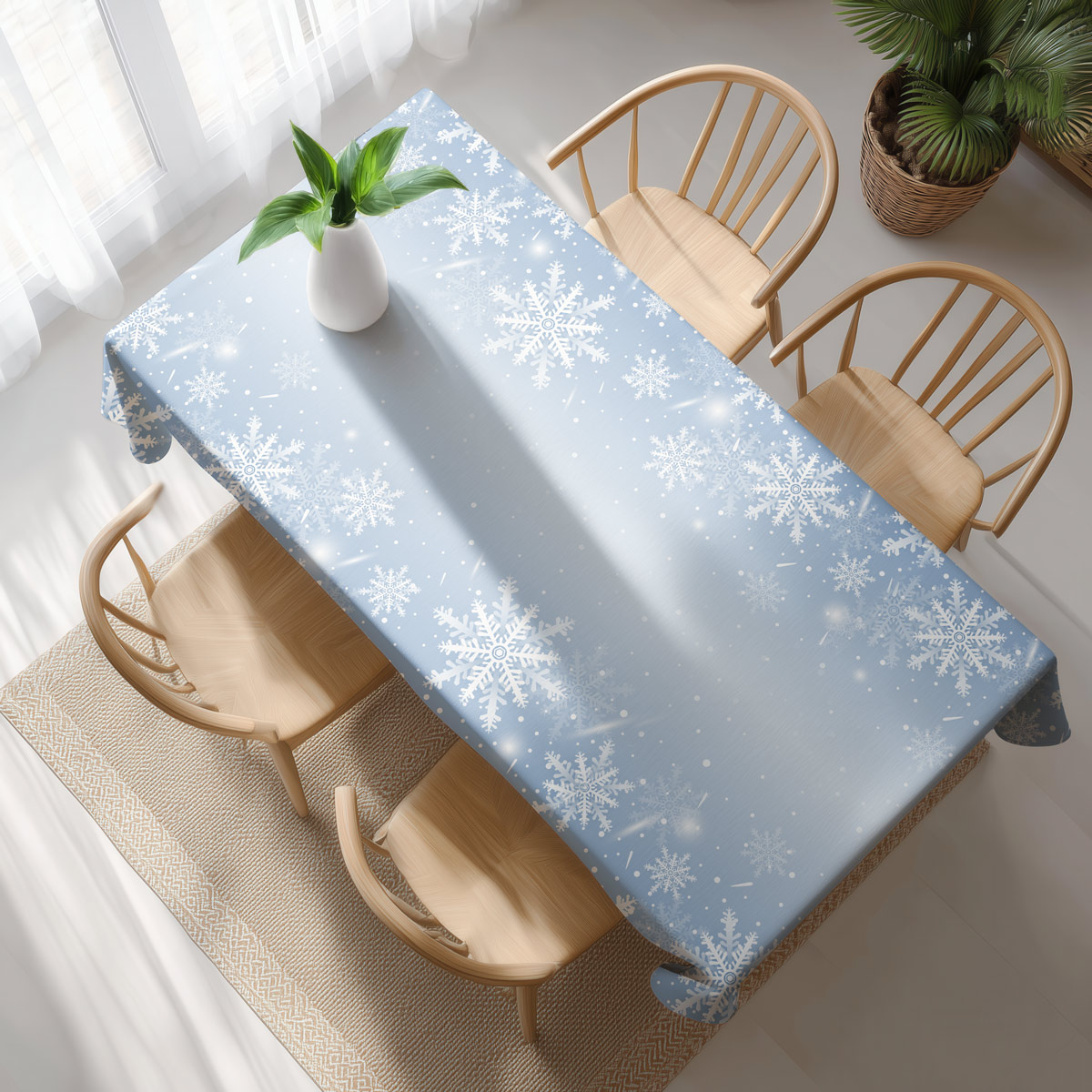 elegancki obrus błękitny na zimę i Boże Narodzenie