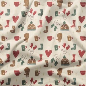 okrągły obrus świąteczny na okrągłym stole – kremowy zimowy wzór