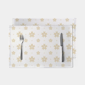 podkładka na stół biała ze złotymi gwiazdami – widok z góry
