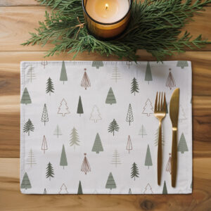 podkładka dekoracyjna na stole – biały wzór choinek
