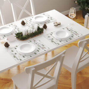 zestaw podkładek z choinkami w aranżacji jadalni