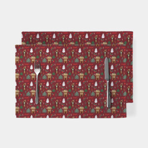 czerwone podkładki stołowe z motywem zimowym