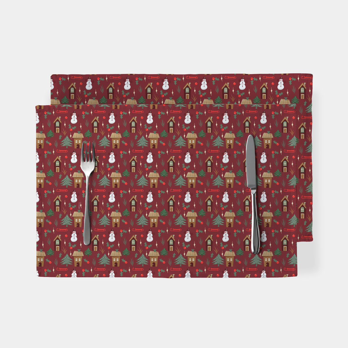 czerwone podkładki stołowe z motywem zimowym