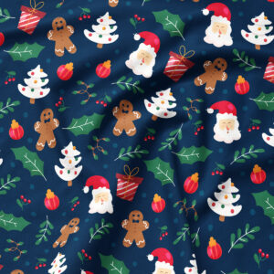 granatowe podkładki świąteczne z Mikołajem i pierniczkami