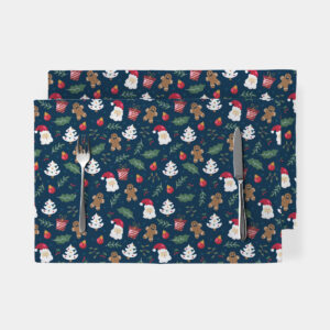 granatowe podkładki świąteczne z Mikołajem i pierniczkami