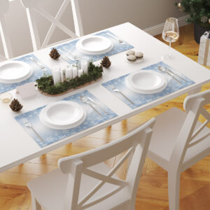 zestaw świątecznych podkładek ze śnieżkami