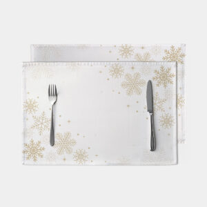 świąteczna podkładka biała ze złotymi śnieżynkami