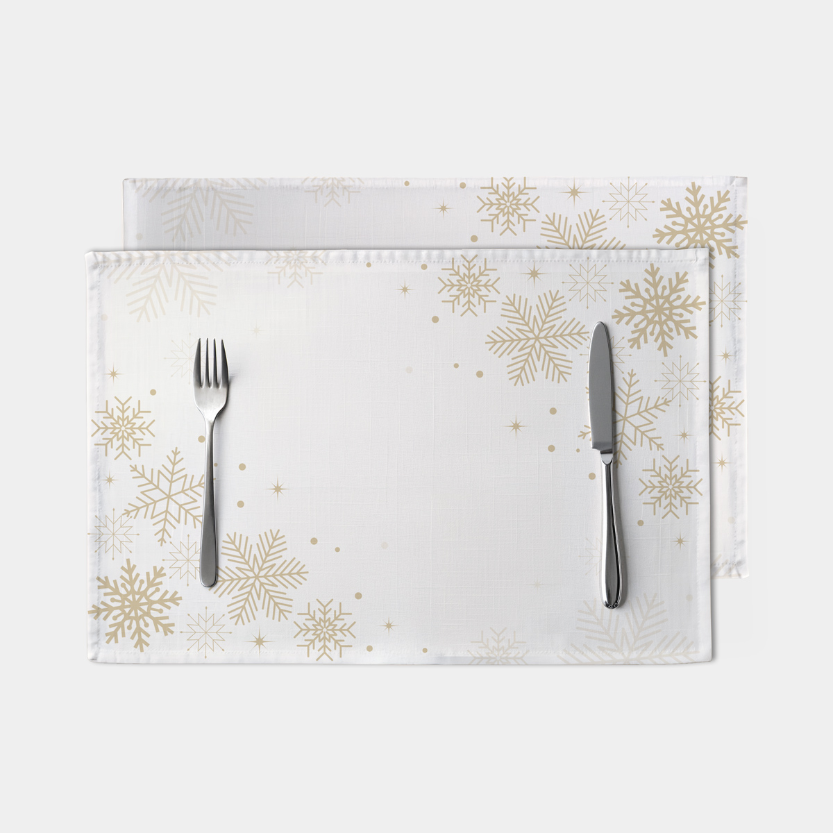 świąteczna podkładka biała ze złotymi śnieżynkami