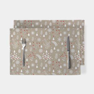 beżowa podkładka świąteczna z białymi gałązkami