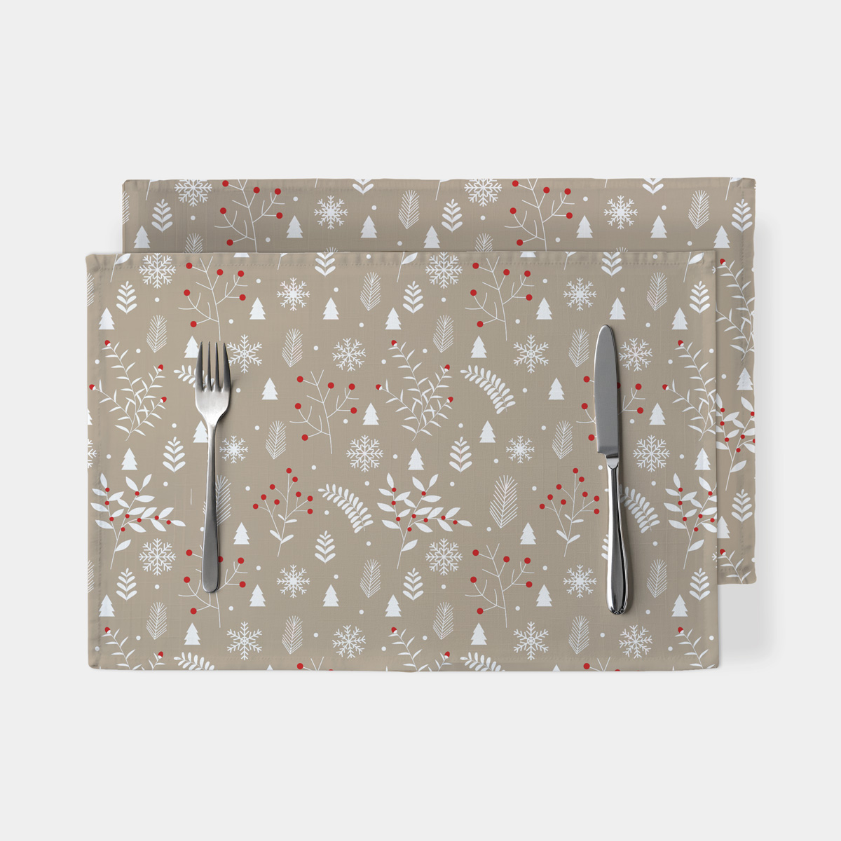 beżowa podkładka świąteczna z białymi gałązkami