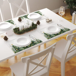 komplet podkładek świątecznych z choinkami