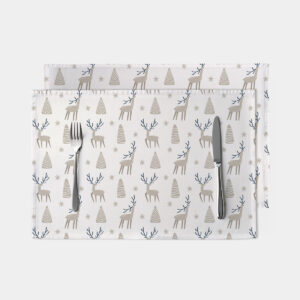 Podkładka z reniferami – widok z góry na jasnym tle