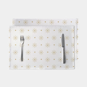 biała świąteczna podkładka z motywem złotych gwiazd