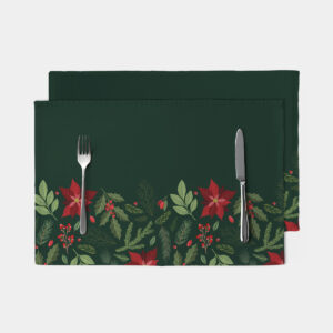 świąteczna podkładka na stół w butelkowej zieleni z gwiazdą betlejemską