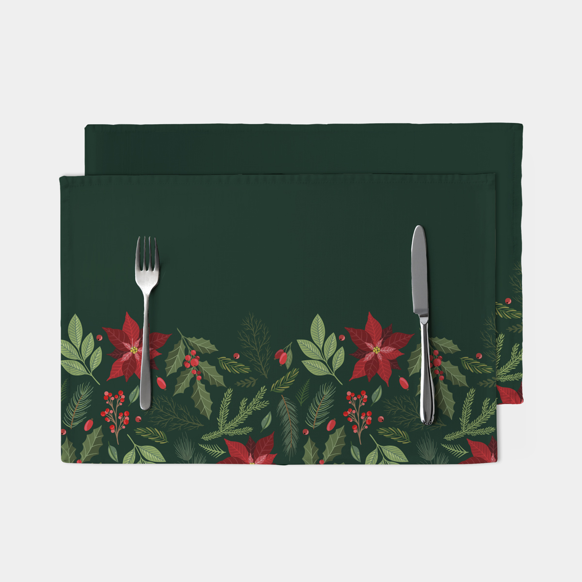 świąteczna podkładka na stół w butelkowej zieleni z gwiazdą betlejemską