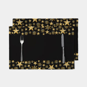czarna świąteczna podkładka ze złotymi gwiazdkami