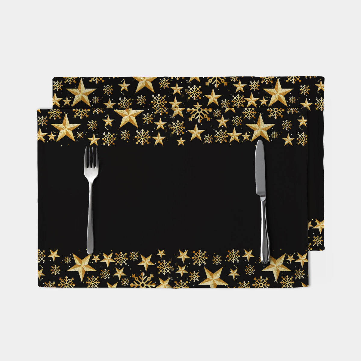 czarna świąteczna podkładka ze złotymi gwiazdkami