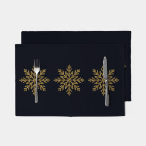 czarna podkładka świąteczna ze złotymi śnieżynkami