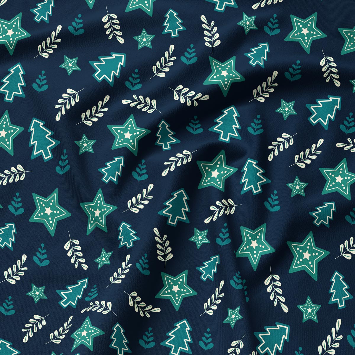 granatowe podkładki świąteczne z choinkami