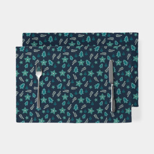 granatowe podkładki świąteczne z choinkami