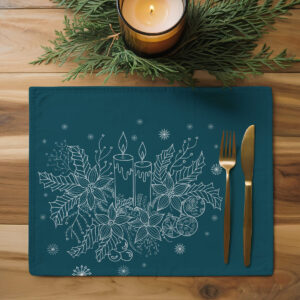 zimowa podkładka świąteczna z ilustracją świec i gwiazdek