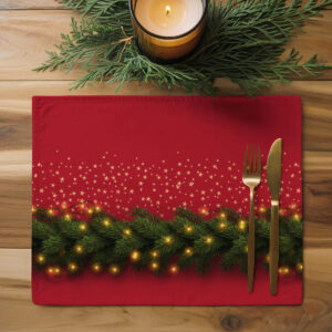 podkładka 30×40 cm z gałązkami świerku i złotymi gwiazdkami