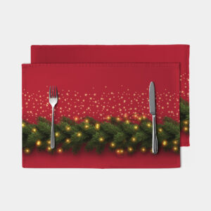czerwona podkładka świąteczna z girlandą