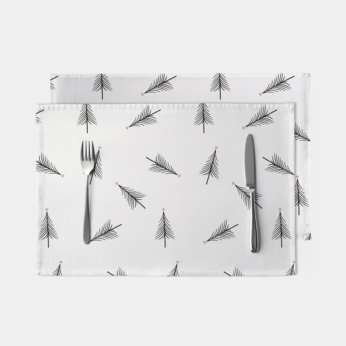 podkładka biała z czarnym motywem choinek