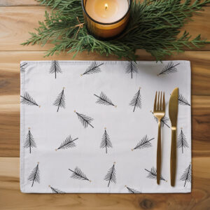 minimalistyczna podkładka z choinkami na białym tle