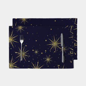 granatowa świąteczna podkładka ze złotymi gwiazdami