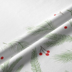 tkanina bieżnika z zielonymi gałązkami i czerwonymi jagodami