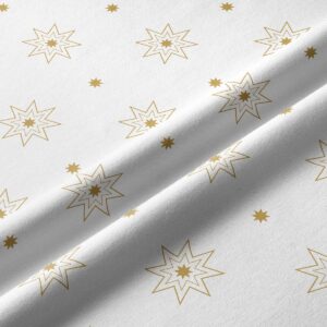 tkanina bieżnika świątecznego z motywem złotych gwiazd