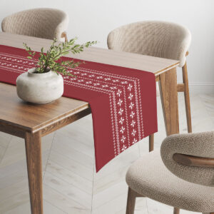 elegancki bordowy bieżnik świąteczny ze skandynawskim wzorem