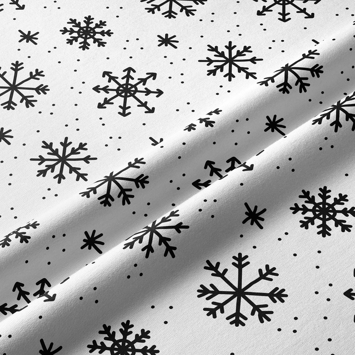 tkanina zimowa w białym kolorze z wzorem śnieżynek