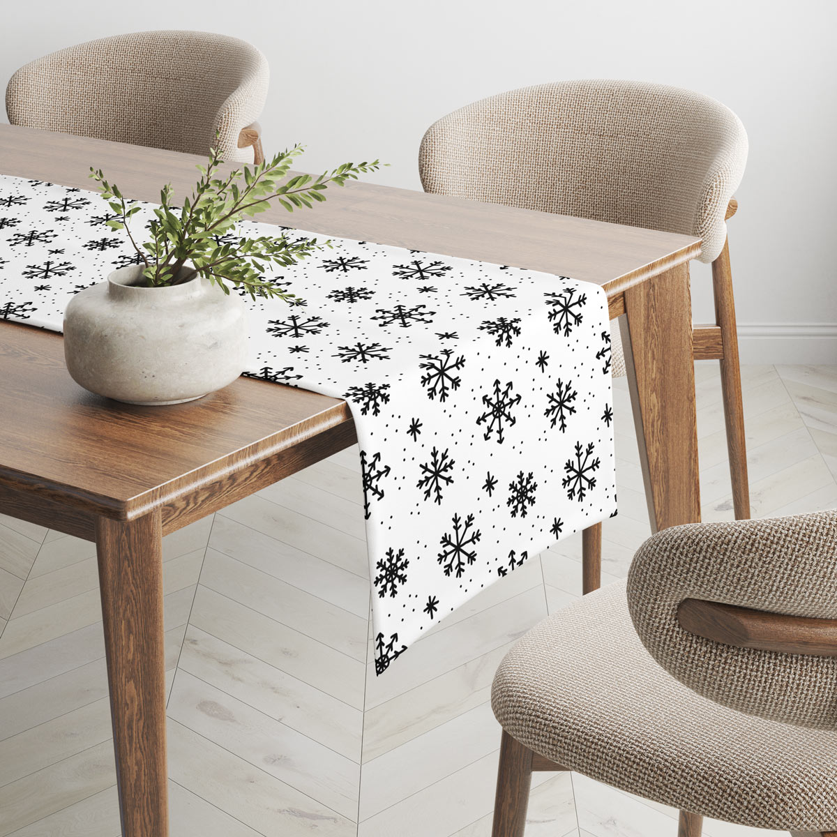minimalistyczny bieżnik bożonarodzeniowy biało-czarny