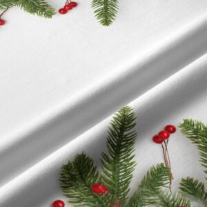 tkanina bieżnika świątecznego z motywem świerku i czerwonych owoców