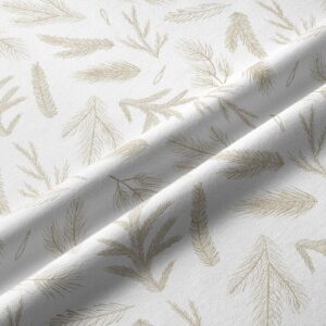 tkanina świąteczna w kremowym kolorze ze złotobeżowymi gałązkami