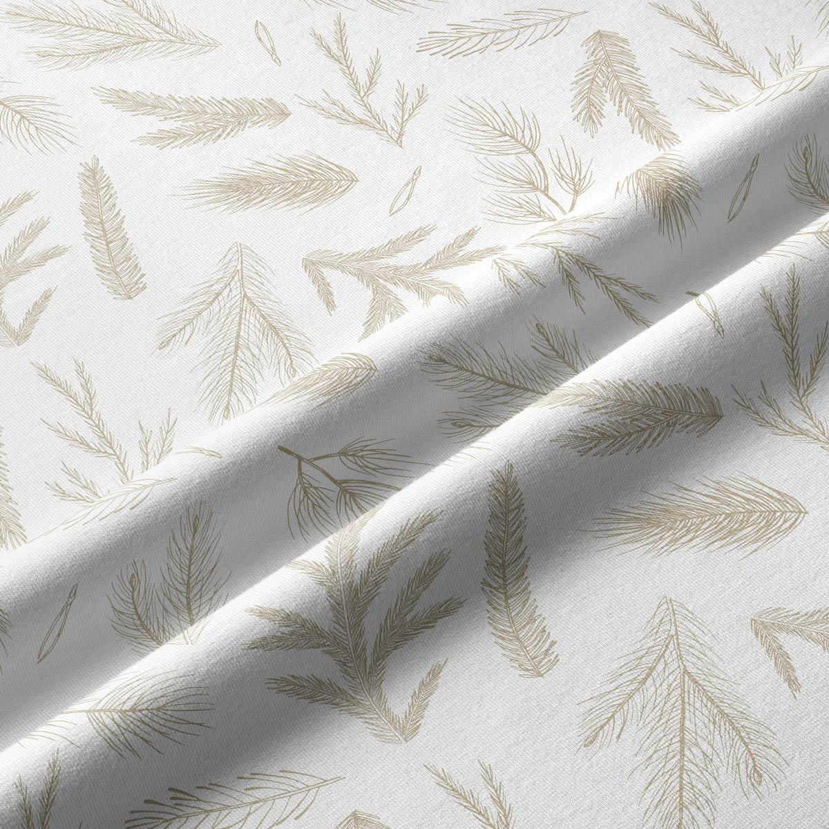 tkanina świąteczna w kremowym kolorze ze złotobeżowymi gałązkami