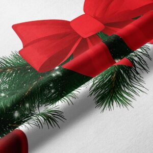 tkanina bieżnika z wzorem świątecznej girlandy i bombek