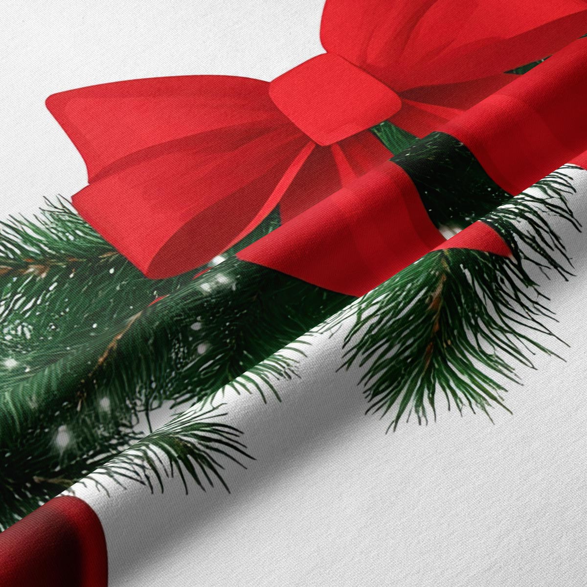 tkanina bieżnika z wzorem świątecznej girlandy i bombek