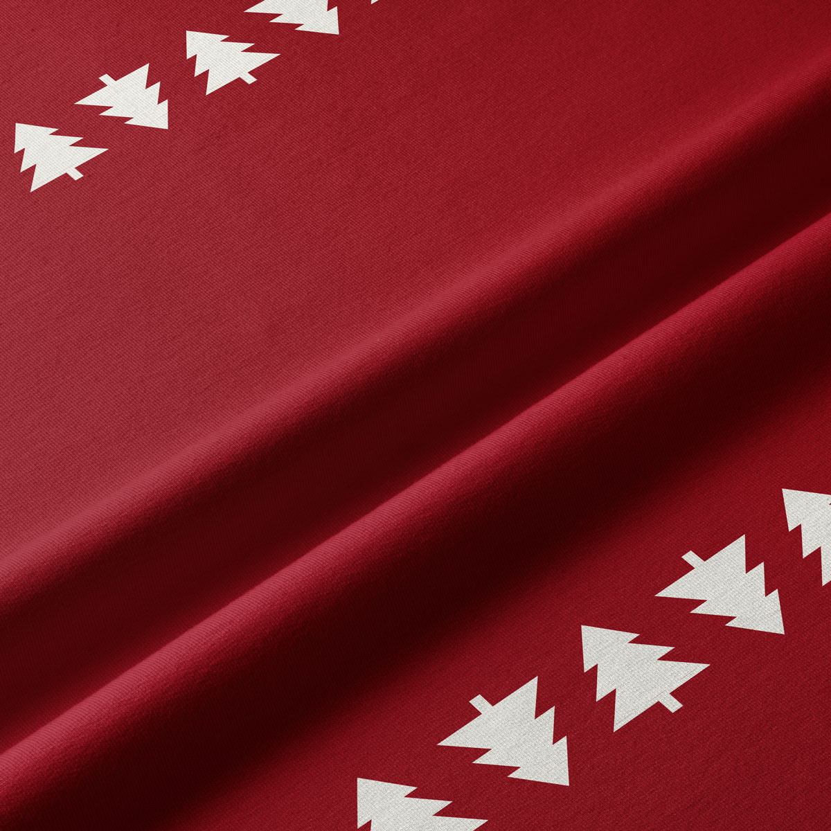 tkanina w czerwonym kolorze z minimalistycznym świątecznym wzorem