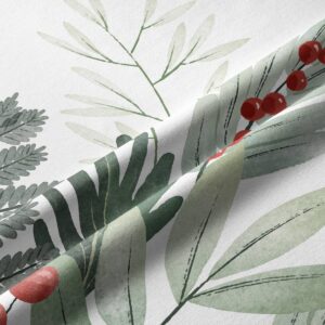 Bieżnik na stół z roślinnym motywem i złotymi gwiazdkami