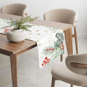 Dekoracyjny bieżnik na wymiar z zimowym motywem roślinnym