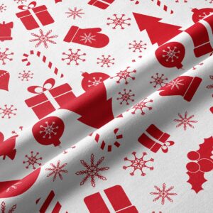 biały bieżnik z czerwonym wzorem prezentów i śnieżynek
