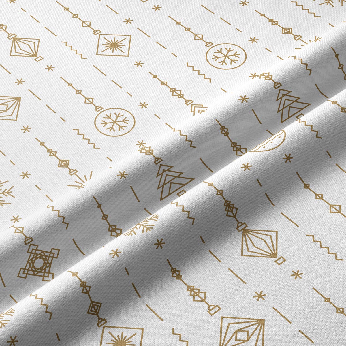 tkanina bieżnika ze złotymi świątecznymi dekoracjami