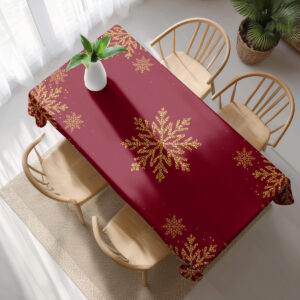 obrus świąteczny na wymiar w odcieniu bordo z wzorem śnieżynek