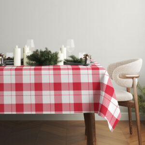 klasyczny obrus w czerwono-białą kratę